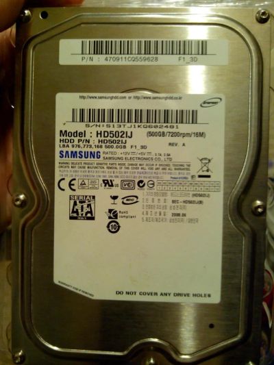 Лот: 10918684. Фото: 1. Жесткий диск Samsung HD502IJ 500GB. Жёсткие диски (HDD)