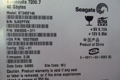 Лот: 7389336. Фото: 1. Seagate ST340014A. Жёсткие диски (HDD)