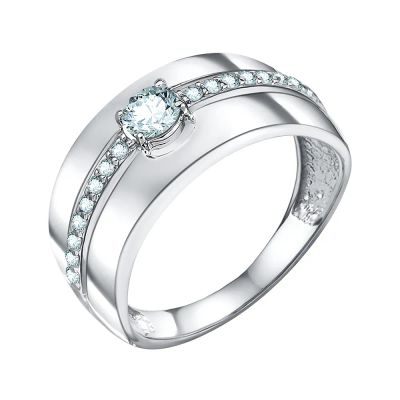 Лот: 23844104. Фото: 1. Серебряное кольцо с фианитами... Кольца, перстни