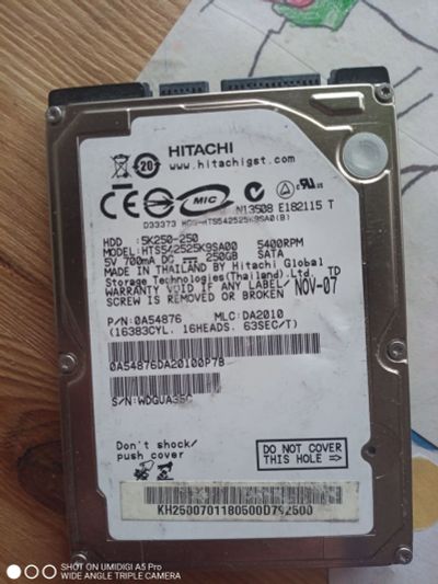 Лот: 25856806. Фото: 1. Жёсткий диск Hitachi HTS542525K9SA00. Жёсткие диски (HDD)