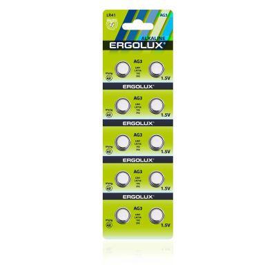 Лот: 24572763. Фото: 1. Батарейки Ergolux AG 3 (LR41... Батарейки, аккумуляторы, элементы питания