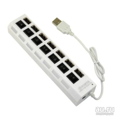 Лот: 12605955. Фото: 1. USB HUB HI-SPEED (7 порта ) белый. USB хабы