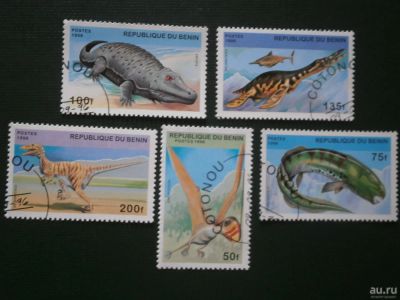 Лот: 9516279. Фото: 1. Марки. Динозавры, Бенин, 1996. Марки