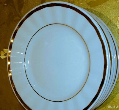 Лот: 12246411. Фото: 1. Десертные тарелки "Золотая лента... Фарфор, керамика