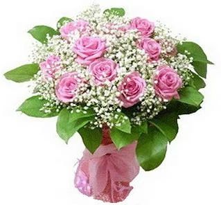 Лот: 4758954. Фото: 1. Букет из 9 розовых роз с гипсофилой... Другое (цветы, букеты)