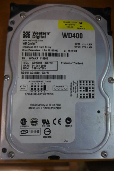 Лот: 11341060. Фото: 1. винчестер western digital 40 ГБ. Жёсткие диски