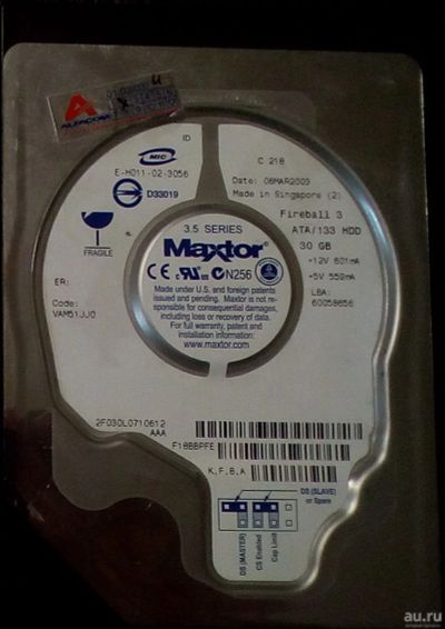 Лот: 16786780. Фото: 1. Винчестер Maxtor Fireball 3 IDE... Жёсткие диски (HDD)