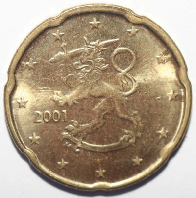 Лот: 7016639. Фото: 1. 20 евроцентов 2001 год. Финляндия... Европа