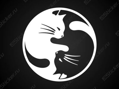 Лот: 8863965. Фото: 1. Коты инь-янь - наклейка для Вашего... Наклейки автомобильные