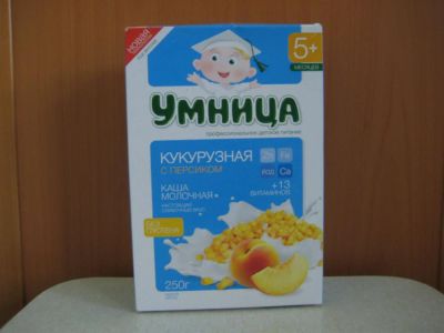 Лот: 3914164. Фото: 1. каша Умница кукурузная с персиком. Детское питание
