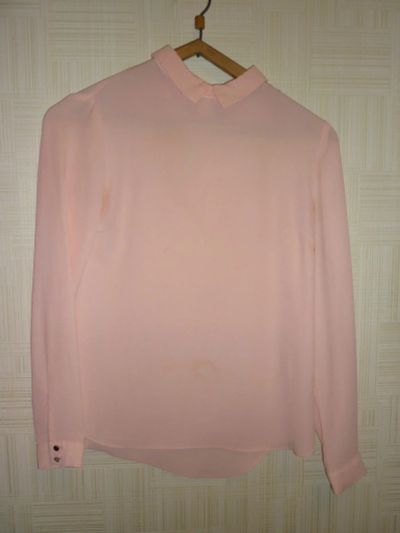 Лот: 10707403. Фото: 1. Блуза розовая длинный рукав застежка... Блузы, рубашки