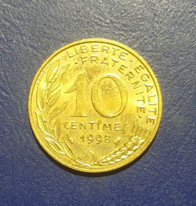 Лот: 25079790. Фото: 1. Франция 10 сантимов 1998 г. Европа