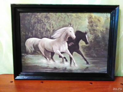 Лот: 18053782. Фото: 1. Картина "Пара лошадей". Произведения