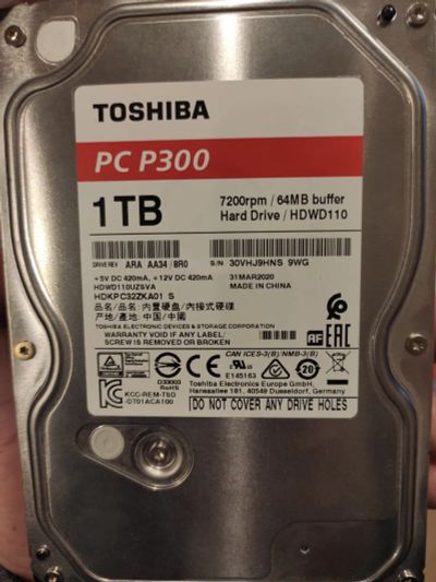 Лот: 19549928. Фото: 1. Жесткий диск Toshiba PC P300 1TB. Жёсткие диски (HDD)