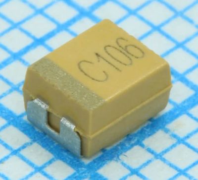 Лот: 21791844. Фото: 1. Конденсатор танталовый SMD 100мкФ... Конденсаторы