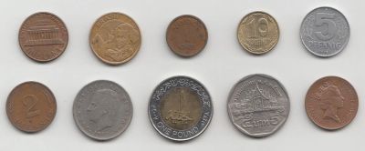 Лот: 7654520. Фото: 1. 10 иностранных монет 10 разных... Наборы монет