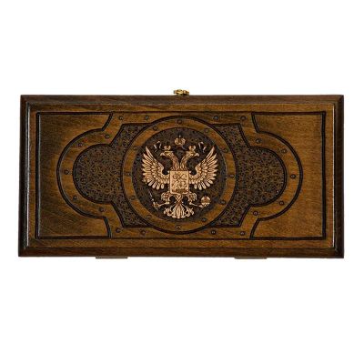 Лот: 22372397. Фото: 1. Нарды резные Mirzoyan Герб РФ... Шахматы, шашки, нарды
