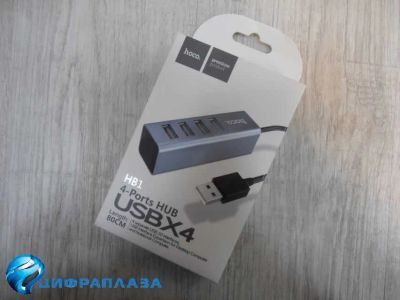 Лот: 20851704. Фото: 1. USB HUB 4 порта Hoco HB1 (серебристый... USB хабы