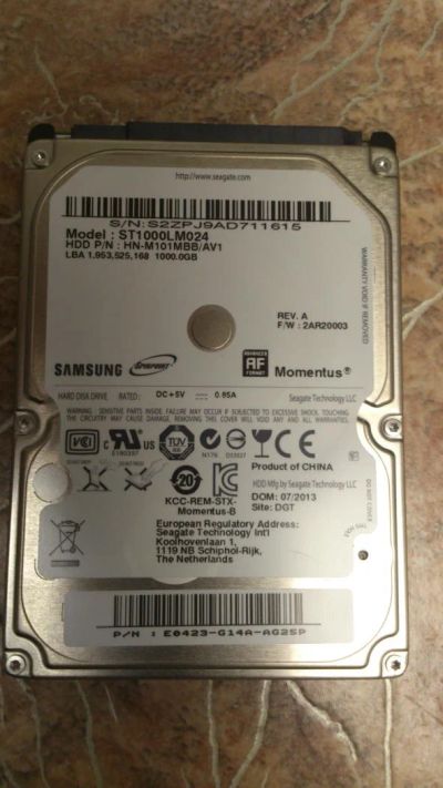 Лот: 7068895. Фото: 1. HDD Samsung 1TB. Жёсткие диски (HDD)