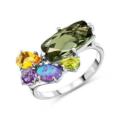 Лот: 23843401. Фото: 1. Серебряное кольцо с кварцем и... Кольца, перстни