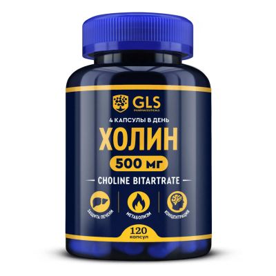 Лот: 25640638. Фото: 1. GLS Холин капс. 400мг №120. Лекарства