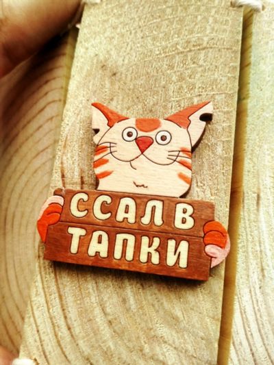Лот: 16097018. Фото: 1. Брошка Котик (Ссал в тапки). Бижутерия ручной работы
