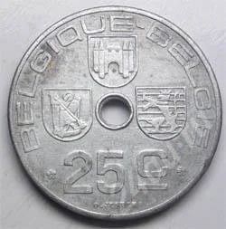 Лот: 358215. Фото: 1. Бельгия. 25 сантим 1943г. Цинк... Европа