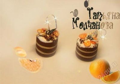 Лот: 322143. Фото: 1. Серьги "Пирожное апельсиновое... Серьги, каффы