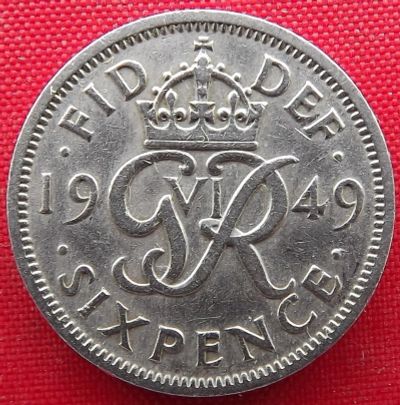 Лот: 1577832. Фото: 1. (№407/LS) 6 пенсов 1949 (Англия... Великобритания и острова