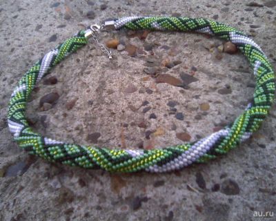 Лот: 18399777. Фото: 1. Ожерелье женское бисерное "Зелёное... Бижутерия ручной работы