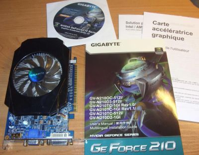 Лот: 4028297. Фото: 1. Видеокарта Gigabyte GF210 1024Mb... Видеокарты