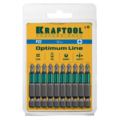 Лот: 21508138. Фото: 1. Биты Kraftool PZ2 50мм 10шт Optimum... Другое (авто, мото, водный транспорт)