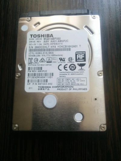 Лот: 11314380. Фото: 1. Жесткий диск для ноутбука Toshiba... Жёсткие диски (HDD)