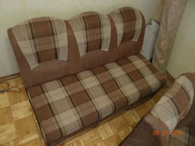 Лот: 6725620. Фото: 1. Уголок + кресло. Комплекты мягкой мебели