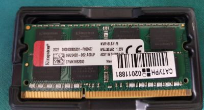 Лот: 17793047. Фото: 1. DDR3 для ноутбука 8gb KVR16LS11... Оперативная память