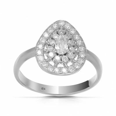 Лот: 23822701. Фото: 1. Серебряное кольцо с фианитами. Кольца, перстни