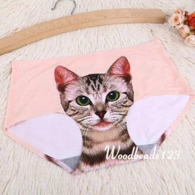 Лот: 7862726. Фото: 1. Женские трусики с 3D котом бесшовные... Нижнее бельё