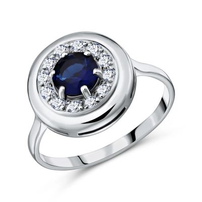 Лот: 23859425. Фото: 1. Серебряное кольцо с сапфиром и... Кольца, перстни