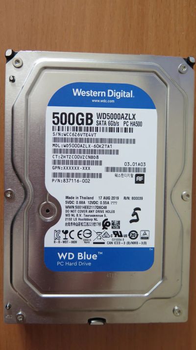 Лот: 21346565. Фото: 1. Жесткий диск WD Blue 500Gb (WD5000AZLX... Жёсткие диски (HDD)