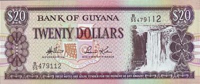 Лот: 55070. Фото: 1. Гайана. 20 долларов 1996г. Идеал... Америка