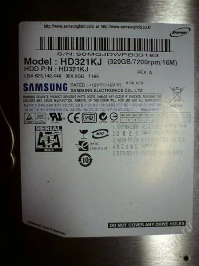 Лот: 1181585. Фото: 1. винт, винтчестер 320gb+бокс usb. Жёсткие диски (HDD)