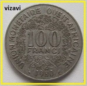 Лот: 16350268. Фото: 1. Западная Африка 100 франков 1980... Африка
