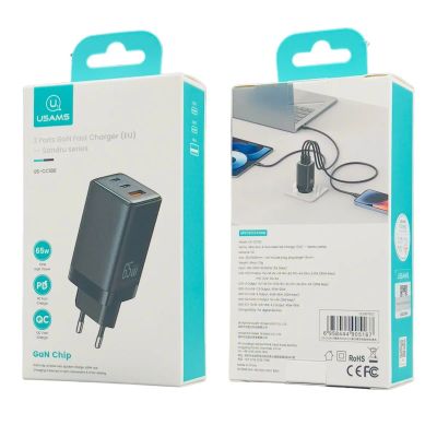 Лот: 22143039. Фото: 1. СЗУ USAMS US-CC180 USB-A+2*USB-CPD... Зарядные устройства, блоки питания, адаптеры сетевые для смартфонов