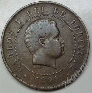 Лот: 904752. Фото: 1. Португалия. 20 рейс 1891г. Большая... Европа