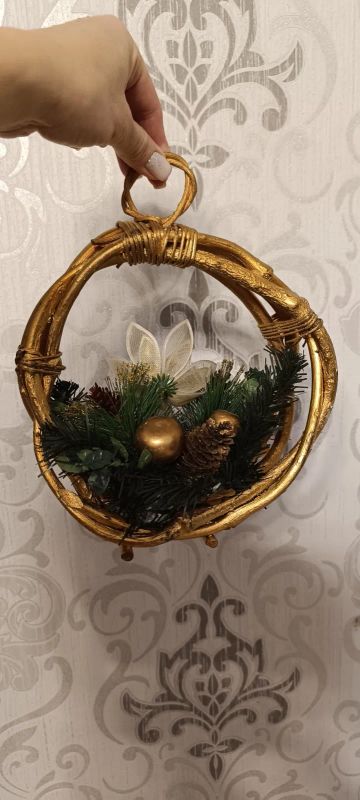Лот: 21142814. Фото: 1. Новогодняя экибана, новогоднее... Гирлянды, шарики, новогодние аксессуары