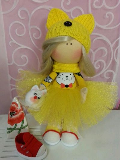 Лот: 11223122. Фото: 1. Кукла тильда (Котик жёлтый). Куклы и аксессуары