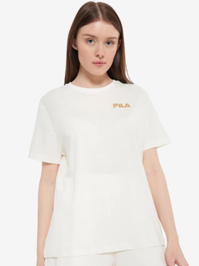 Лот: 24690809. Фото: 1. Футболка женская FILA, Бежевый. Другое (спортивная одежда)