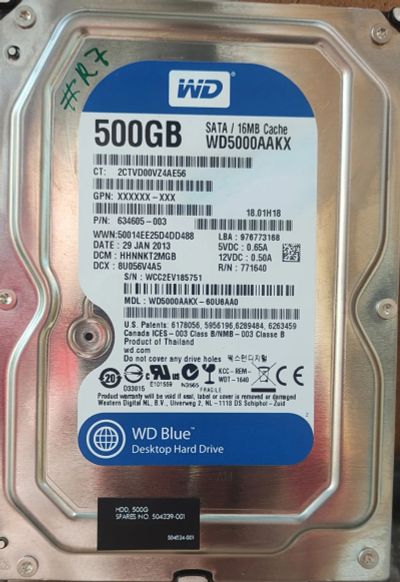 Лот: 21559612. Фото: 1. HDD WD5000AAKX #R7. Жёсткие диски (HDD)