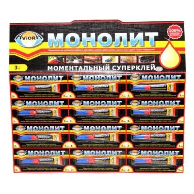 Лот: 6374495. Фото: 1. Клей "Монолит" 3 гр. гель на блистере... Клеи, герметики, пена монтажная, клейкие ленты