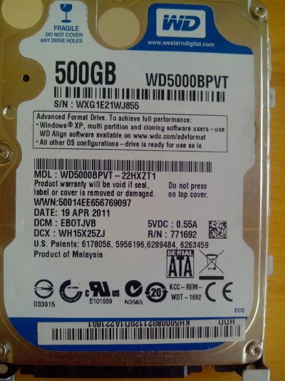 Лот: 8054061. Фото: 1. Жесткий диск 500 гб. Исправен. Жёсткие диски (HDD)